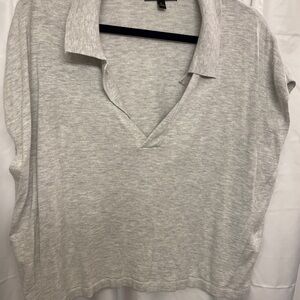 Banana Republic Luxespun Cropped V‑Neck Sweater – Gray – Size Large